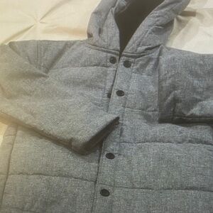 Quilted Hooded Puffer Coat in Heather Gray